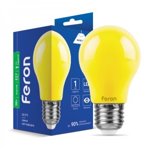 Лампа світлодіодна, LB-375 жовта A50 230V 3W E27 (6503)
