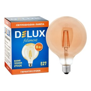 Лед лампа DELUX Globe G125 8Вт E27 2700К amber filament