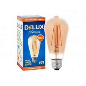Лед лампа DELUX ST64 8Вт E27 2700К amber filament
