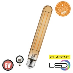 Лампа Filament LED 6W Е27 2200К 540Lm 360° 220-240V Rustic Tube-6 янтарная (001-033-0006)
