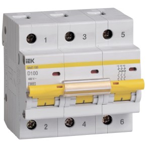 Автоматичний вимикач ВА 47-100 3Р 80А 10 кА х-ка C IEK (MVA40-3-080-C)