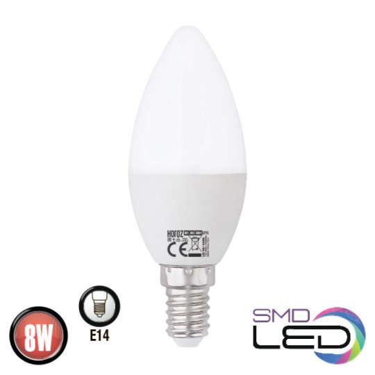 Лампа свеча SMD LED 8W E14 6400К 800Lm 200° 175-250V Ultra-8