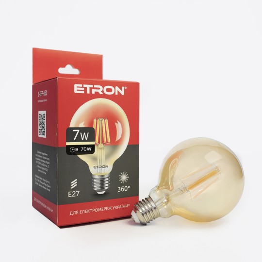 Лампа світлодіодна Etron Filament Power G95 E27 7W 3000K золото (1-EFP-161)