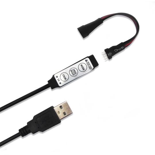 Светодиодная лента с USB и миниконтроллером, LS708/LED-RL 30SMD (5050)/m 7.2W / m 5V RGB IP65