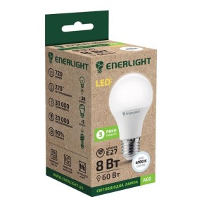 Лампа светодиодная ENERLIGHT A60 8Вт 4100K E27