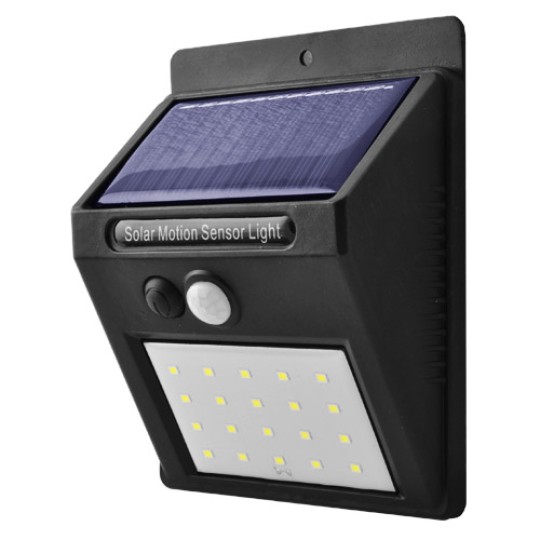 Настенный уличный светильник 6009-20SMD, 1x18650, PIR + CDS, солнечная батарея