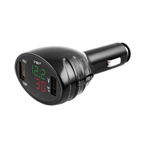 Термометр-вольтметр VST 708-4, зелено-красные цифры, +2 USB