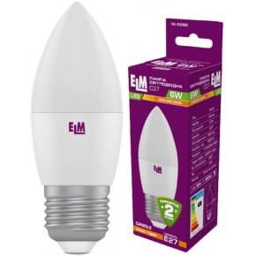 Лампа ELM Led свеча 6W PA10 E27 3000 (19-0090)