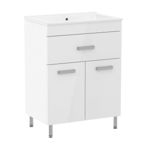 RJ VELUM комплект мебели 60 см, белый: тумба напольная, 1 ящик, 2 дверцы + умывальник накладной арт RZJ610 (RJ82600)