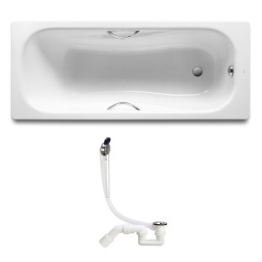 Комплект: ROCA PRINCESS ванна 170*75 см прямоугольная, с ручками + VIEGA SIMPLEX сифон для ванны (A220270001+311537)