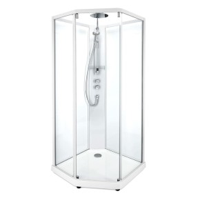 SHOWERAMA 10-5 Comfort душова кабіна п'ятикутна 90*90 см, профіль білий, прозоре скло/матове скло (558.113.00.1)