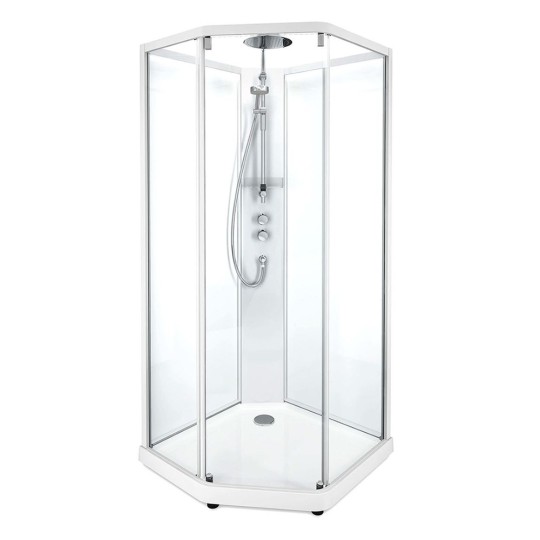 SHOWERAMA 10-5 Comfort душова кабіна п'ятикутна 90*90 см, профіль білий, прозоре скло/матове скло (558.113.00.1)