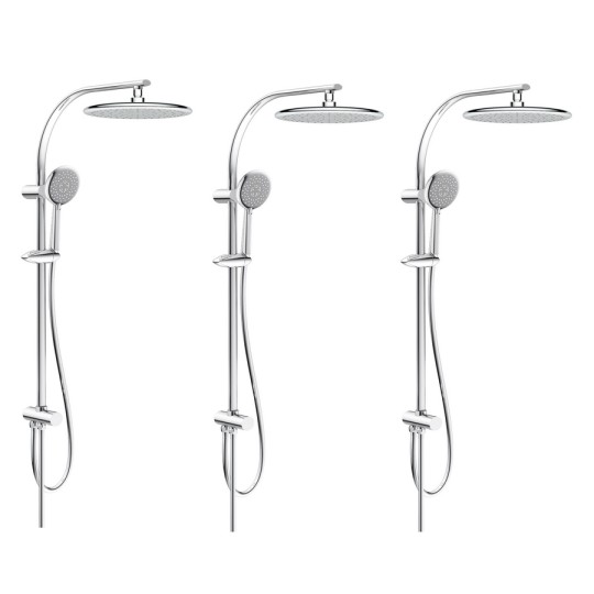 SET1+1=3 система душова без змішувача (верхній душ 250 мм, ручний душ 120 мм 3 режими, шланг), артикул T-15082 (SET20210630)