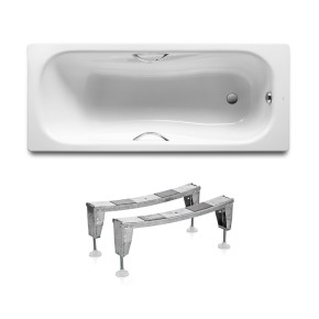 Комплект: ROCA PRINCESS ванна 170*75 см прямоугольная, с ручками + ножки (A220270001+A291021000)