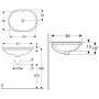 VARIFORM умивальник вбудовується під стільницю, еліптичний, 55*40 см, без отвору, з переливом (500.757.01.2)