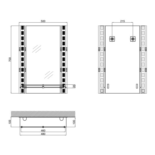 Дзеркало Lidz 140.07.06 500х700х105 з полицею (SD00038623)