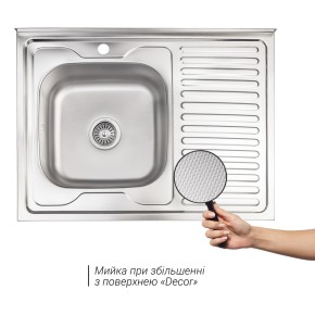 Кухонна мийка Lidz 6080-L 0,6 мм Decor (LIDZ6080DEC06) (SD00040380)