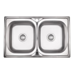Кухонна мийка з двома чашами Lidz 7948 0,8 мм Decor (LIDZ7948DEC08) (SD00040403)