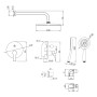 Система душевая KUCERA (смеситель для душа, верхний и ручной душ, шланг, шланговое подключение), хром (VR-50105)