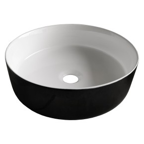 Умывальник 36*36*12 см накладной керамический круглый, черно-белый (13-40-333B&W)