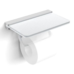 TEO держатель для туалетной бумаги с полочкой матовое стекло, крепление к стене, хром (15-88-446)