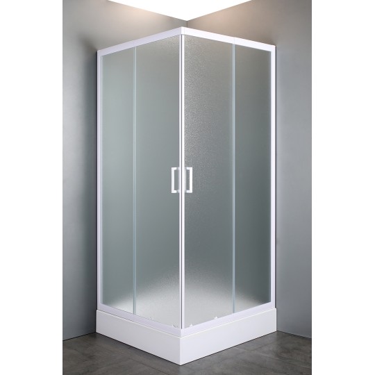 VI`Z душова кабіна 80~90*185 см квадратна (скла + двері), регульований білий профіль, скло "Zuzmara" (599-005/1)