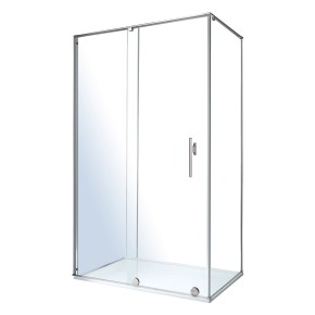 TEO душова кабіна 117,5*87,5*200 см (скло + двері), розсувні, хром, скло прозоре 8 мм (10-22-333)