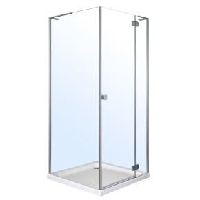 BENITA Right душова кабіна 90*90*200 см, квадратна, піддон (PUF) 5 см з сифоном, розпашні двері, хром, скло прозоре