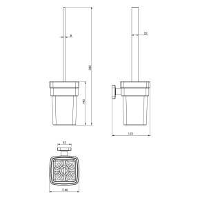 TEO ершик туалетный, матовое стекло, крепление к стене, хром (15-88-425)