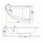 MIRRA ванна 170*110 см асиметрична права, з ніжками SN8 і елементами кріплення (XWA3370000)