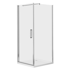 RUDAS душова кабіна 90*90*205 см квадратна, розпашні двері, ліва, піддон (PUF) 5 см з сифоном, скло прозоре (599-001/L)