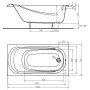 SAGA ванна 150*75см прямокутна, з ніжками SN0 і елементами кріплення (XWP3850000)