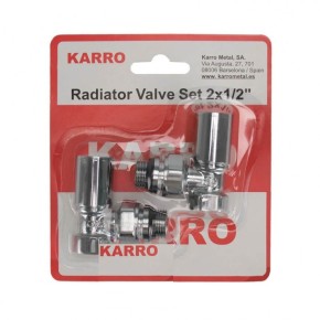 Комплект радіаторних кранів (верх+верх) (хром) KARRO (KR32001) (1012826)