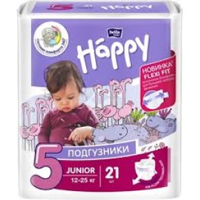 Підгузки дитячі HAPPY BELLA BABY junior. (вага 12-25 кг., 21 шт.)