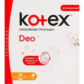 Kotex щоденні прокладки Deo Normal Plus Liners IFW 56x16