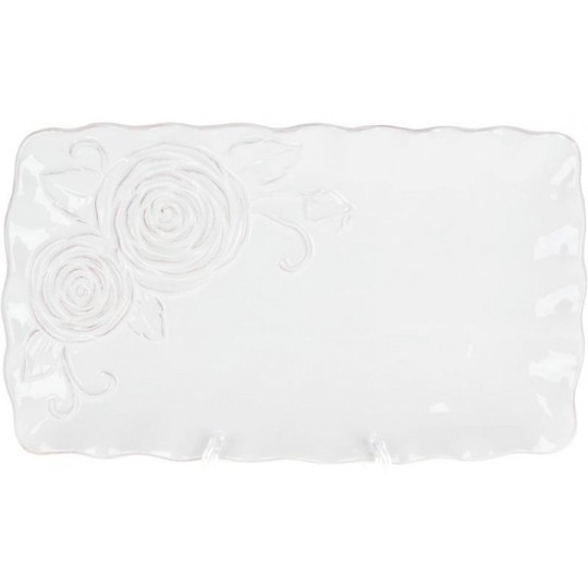 Блюдо керамічне сервіровочне прямокутне Аеліта, біле, 32см (545-478)