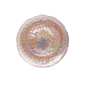 Сервіровочна тарілка скляна,полунично райдужний, 33см (587-015)