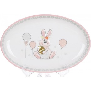 Блюдо керамічне овальне 29см з об'ємним малюнком Веселий кролик (DM144-E)