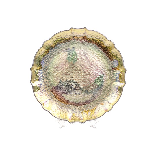 Тарілка сервірувальна скляна, колір - золотий перламутр, 33см (587-023)