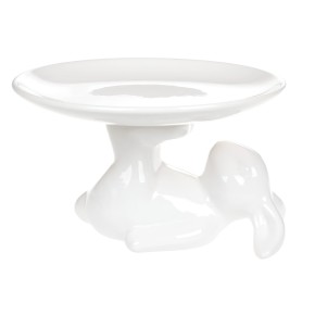 Блюдо керамічне на підставці Білий кролик 15см, колір - білий (739-722)