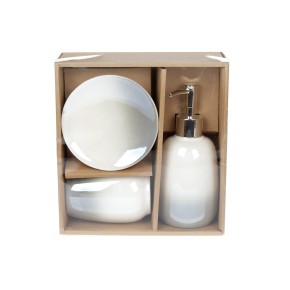 Набор для ванной (3 предмета) Омбрэ: дозатор 330 мл, стакан 300 мл для зубных щеток, мыльница, цвет - стальной с белым 851-274
