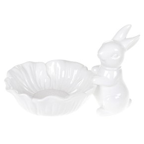 Декоративна керамічна конфетніца Кролик з квіткою, 29см 928-015