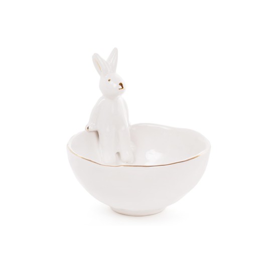 Піала керамічна 250мл з фігуркою Кролика з золотими вушками, колір - білий 945-240