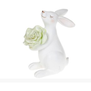 Декоративна статуетка Кролик з квіткою, 14,5 см 831-827