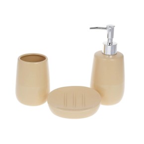 Набор для ванної (3 предмета) Sand: дозатор 360 мл, стакан для зубних щіток 300 мл, мильниця, колір - бежевий 851-299
