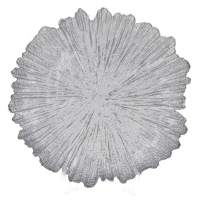 Сервірувальна тарілка скляна, колір - срібло, 35см (587-031)