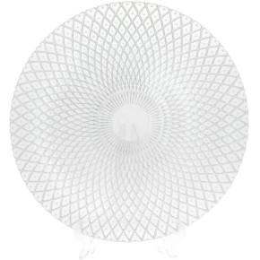 Сервірувальна тарілка скляна, колір - прозоре срібло, 33см (587-038)