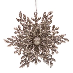 Елочное украшение Снежинка 12 см, цвет шампань (788-289)