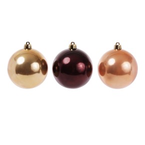Набір ялинкових кульок 6 см, "Капучіно", 6 шт: мікс трьох кольорів, по 2 шт в кожному кольорі, перламутр (147-002)