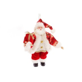Новорічна декоративна фігура-підвіска Санта 25,5 см, колір - червоний (NY14-415)